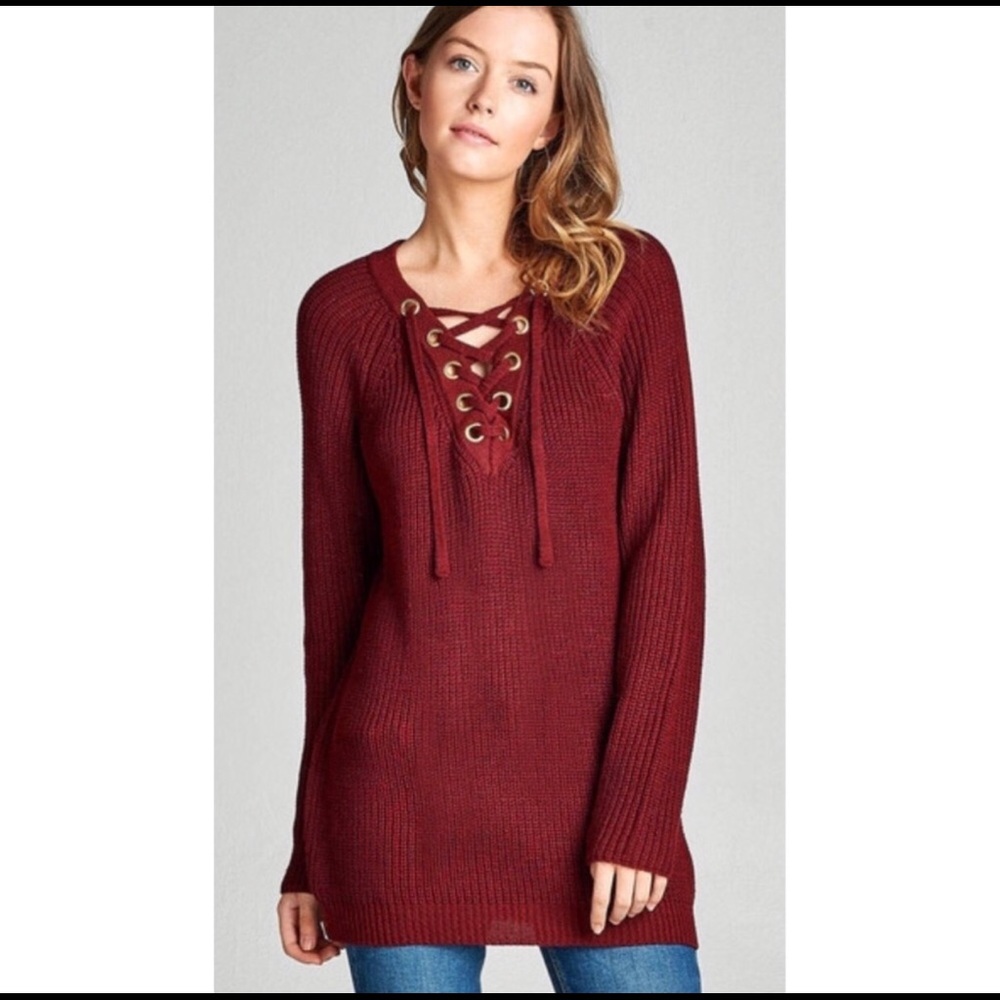 NWT 🍁READY FOR FALL NEW MERLOT TUNIC SWEATER